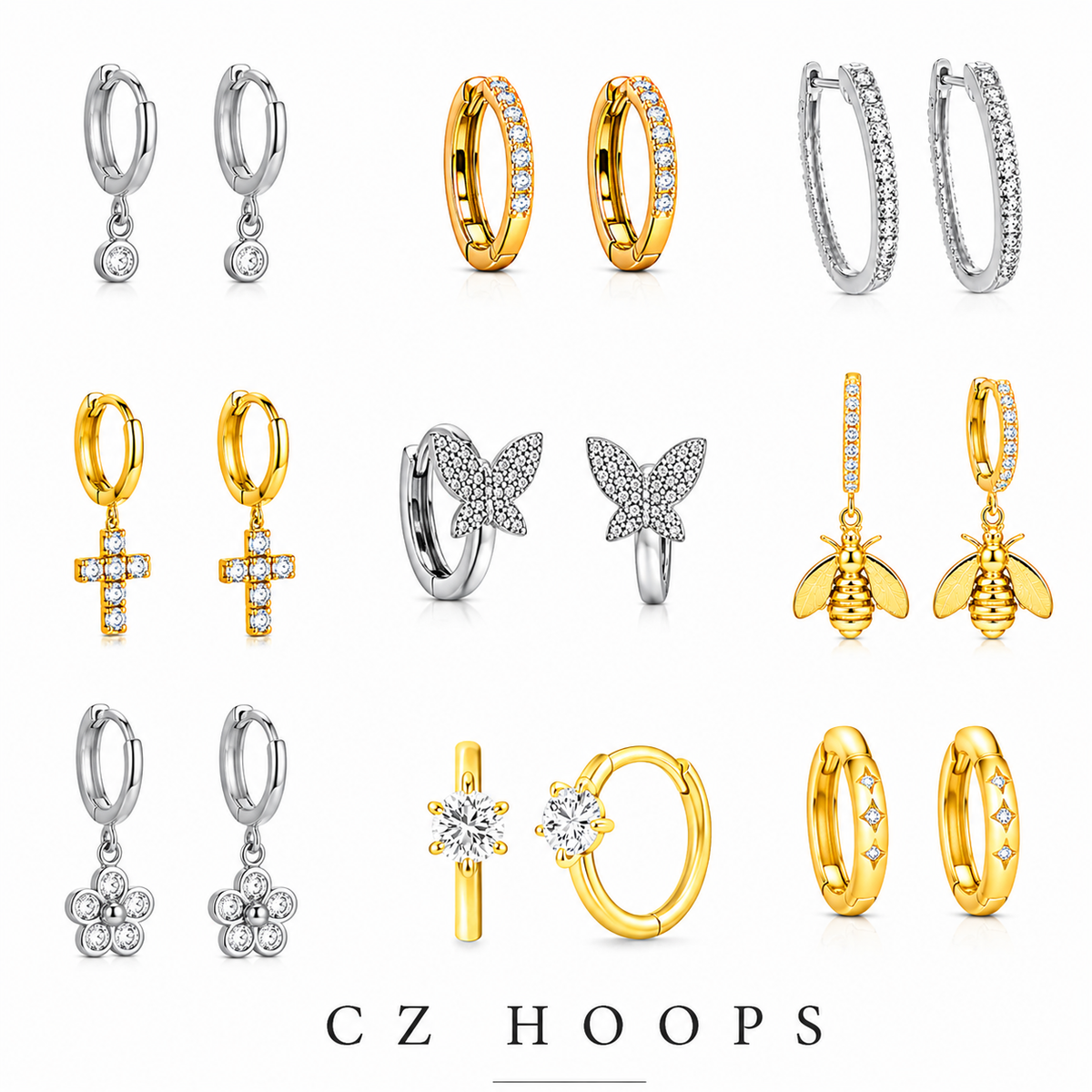 CZ Hoops - Gold (GP) or Silver (RP)