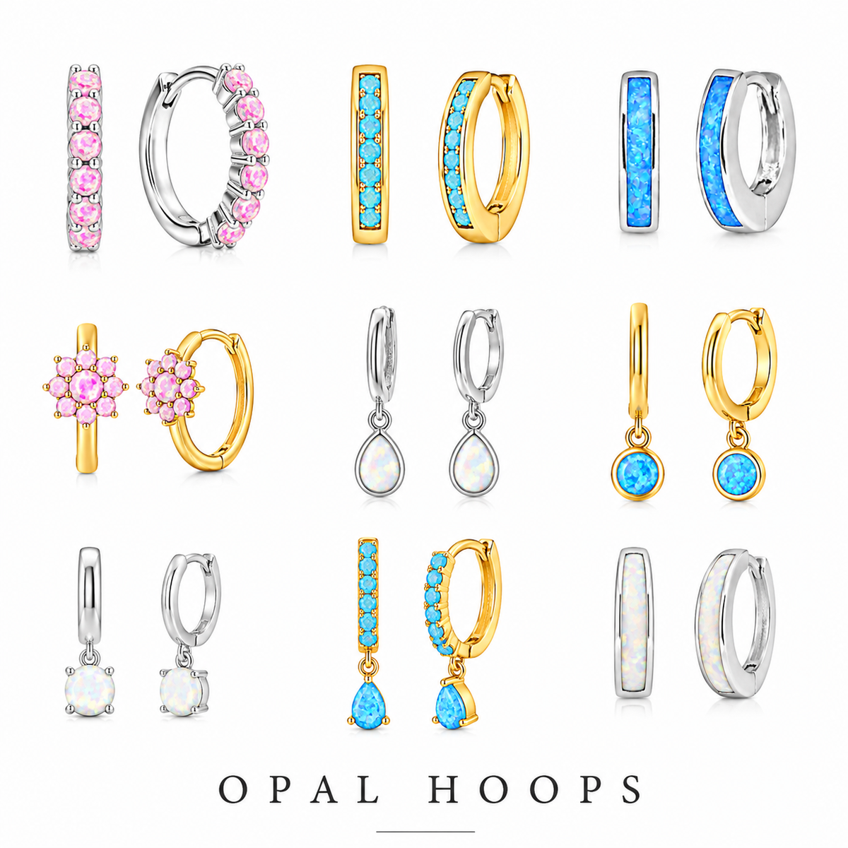 Opal Hoops - Gold (GP) or Silver (RP)
