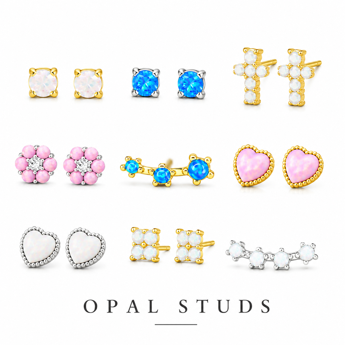 Opal Studs - Gold (GP) or Silver (RP)